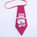 Sparkly rose red sequin Christmas tie for kids with a cute plush snowman decoration - Glowing Snowman Gnome / Rose Red