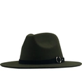 Dettaglio del cappello fedora in lana verde bosco con fascia nera e fibbia in metallo - M (56-58cm) / Verde