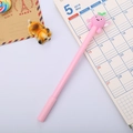 Cute pink fruit gel pen featuring a creative cartoon silicone topper for students - Pink Peach