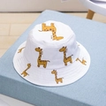 White baby bucket hat with cute cartoon giraffe print and stitched sun protection brim - 50-52CM / White