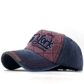 Cappellino baseball vintage blu navy e bordeaux con ricamo New York e bordo usurato - Regolabile / Bordeaux/Blu Profondo