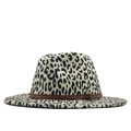 Cappello fedora leopardato classico con cinturino in pelle e fibbia in metallo vintage - Bianco / M (56-58cm)