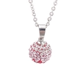 Edelstahlhalskette mit einer Kugel aus rosa und roten Kristallen in Silber-Optik - Nur Anhänger (Ohne Kette)-Rosa-Weiß Verlaufsstil (KP19244-K)