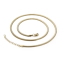 Flache goldene Schlangenkette mit Karabinerverschluss und verstellbarem Verlängerungsstück - 3mm Breit - 550mm Lang (KN197020-Z) / Gold