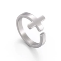 Anello aperto in acciaio inossidabile argento lucido con design a croce minimalista - Codice Articolo: Kr92888-z Colore Acciaio. / Misura 7