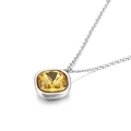 Elegante colgante de piedra amarilla cuadrada de 15 mm con cadena de plata pulida - Amarillo