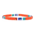 Bohemian orange Tila bead bracelet featuring a multi-color geometric tile pattern - Vibrant Orange Multicolor
