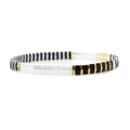 Boho Tila-Perlenarmband mit weißer, schwarzer und goldener geometrischer Musterung - Schwarz Weiß Gestreift Gold