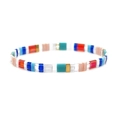 Colorful Tila bead bracelet with bohemian geometric tiles in blue red and gold finishes - Turquoise/Red/Multicolor