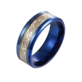 Luminous stainless steel ring for men featuring a gold dragon pattern on a blue band - US 6 / Blue Plated + Luminous Dragon