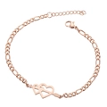 Close-up of rose gold Cupid arrow and heart Figaro chain bracelet with lobster clasp - Heart with Arrow / Rose Gold