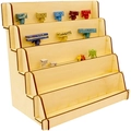 Minimalist 6-tier wooden display stand with natural finish for home decor items - 14*14cm (3 Layers) / Brown