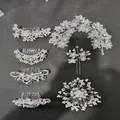 Detailed 7-piece bridal hair accessory set featuring pearls and rhinestones on silver base - 7Pcs Set F
