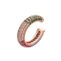Macro shot of 18K rose gold ear cuff with colorful micro-pave cubic zirconia crystals - Rose Gold Colorful Zirconia 1PC