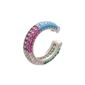 Macro detail of 18K gold plated copper ear cuff with colorful micro-set cubic zirconia - Silver Colorful Zirconia 1PC