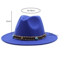 Blue fedora hat dimensions showing 7cm wide brim and 56-58cm circumference size guide - Sapphire Blue