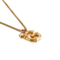 Golden box chain necklace with letter G bamboo texture pendant and single rhinestone - Letter G (KN91788-KFC)