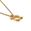 Golden bamboo ring pendant necklace with sparkling zircon on a durable box chain - Letter Q (KN91798-KFC)