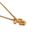 Gold stainless steel box chain necklace featuring a bamboo-textured letter S pendant with zircon - Letter S (KN91800-KFC)