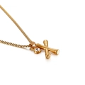 Golden stainless steel necklace featuring a letter X pendant and a round sparkling zircon - Letter X (KN91805-KFC)