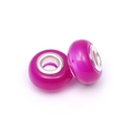 Twee rozerode glazen kralen met zilveren metalen kern voor DIY-armbanden en kettingen - Rozerood
