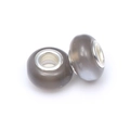 Set van 2 grijze kattenoog kralen met zilveren metalen kern voor DIY armbanden maken - Grijs
