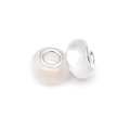 Cuentas de vidrio blanco lechoso translúcido con núcleo de plata para pulseras - Blanco lechoso