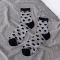 Women's black semi-transparent mid-calf mesh socks with lovely heart patterns - One Size / Black Heart