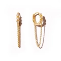 S925 silver needle drop earrings with long tassel chains and sparkling zircon stones - Gold