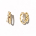 Elegante goldene S925 Silber Doppel-Ohrringe mit funkelndem Zirkonia-Besatz für Damen - Gold