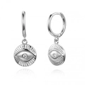 Orecchini a cerchio in argento S925 con pendenti occhio del diavolo e zircone bianco - Argento