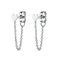 Elegante S925 Silber Herz Quastenohrringe mit symmetrischer langer Kette für Damen - Versilbertes Kupfer (925 Silberstift) / Herz Quaste Stil / Silber