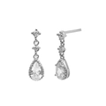 Exquisite S925 Silber Tropfenohrringe mit Zirkonia Kristallen im Tropfenschliff - Silber
