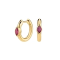 Elegantes pendientes de aro dorados con circonita roja de corte marquise mujer - Rojo