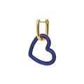 Detail of s925 heart earrings with micro-pave blue stones and gold-plated finish - Blue (Single Piece)