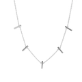 Minimalist S925 sterling silver necklace with five vertical bar pendants on thin chain - Silver