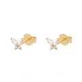 Detail of s925 silver butterfly earrings featuring gold metal and sparkling cubic zirconia - Gold