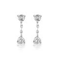 Close-up of elegant S925 silver drop earrings with shimmering round cubic zirconia crystals - Silver (White Zirconia)