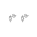 Elegant S925 silver water drop earrings with round zircon stones and bead details - Silver