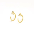 Minimalistische goldene S925 U-Ohrringe mit drei funkelnden Zirkonia für Damen - Gold