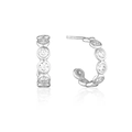 Elegant s925 silver C-shaped stud earrings with micro-set cubic zirconia on white background - Silver