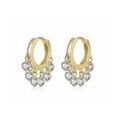 Elegant gold S925 sterling silver hoop earrings featuring sparkling round cubic zirconia - Gold