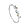 Anello a onda in oro 18k con pietre di zirconia colorate taglio marquise in argento - US 6 / Argento