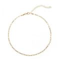 Minimalist gold paperclip chain necklace with lobster clasp and adjustable link extension - Gold