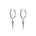 Boucles d'oreilles créoles en argent S925 avec zircons et pendentifs cônes - Argenté