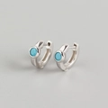 Elegante 925 sterling zilveren oorringen met ronde blauwe zirkonia op een lichtgrijze basis - Zilver