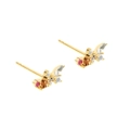 Minimalist S925 butterfly stud earrings with colorful cubic zirconia in gold finish - Butterfly Shape (Pink/Orange/White)
