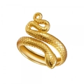 Anello vintage a serpente in rame placcato oro 18k con trama a scaglie incisa - Aperto Regolabile / Oro