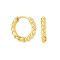 Pendientes de aro dorados trenzados minimalistas con aguja de plata s925 en blanco - Dorado