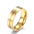 Anello di coppia in acciaio inossidabile placcato oro con scanalatura centrale e lucidatura - Taglia 7 / Oro Senza Diamante